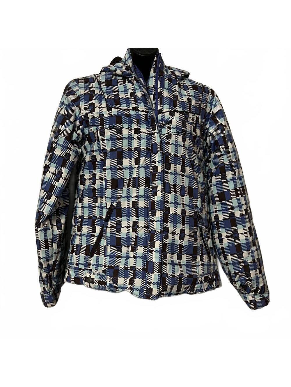 Columbia Girl's Aqua Brown Purple Plaid Snow ski jacket Youth 18 20 XL